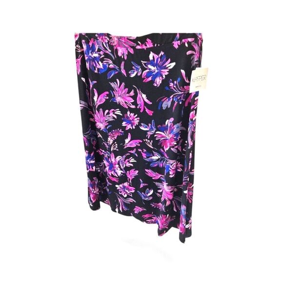 KASPER Plus Size Women's Bright Multi- Color Floral Pull On Midi Skirt 1X - Picture 5 of 12
